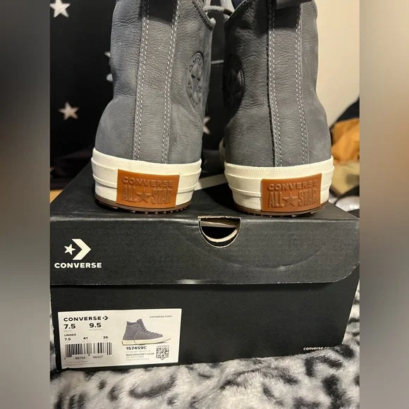 Converse Chuck Taylor All Star Waterproof Leather Boot Hi Grey M 7.5  157459C - Picture 3 of 6